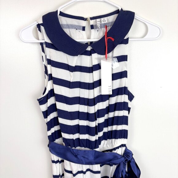 Elle Stripped Navy Sailor Dress XS Nautical Preppy NWT - Picture 4 of 11